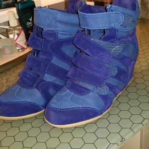 Royal Blue Wedge Sneakers